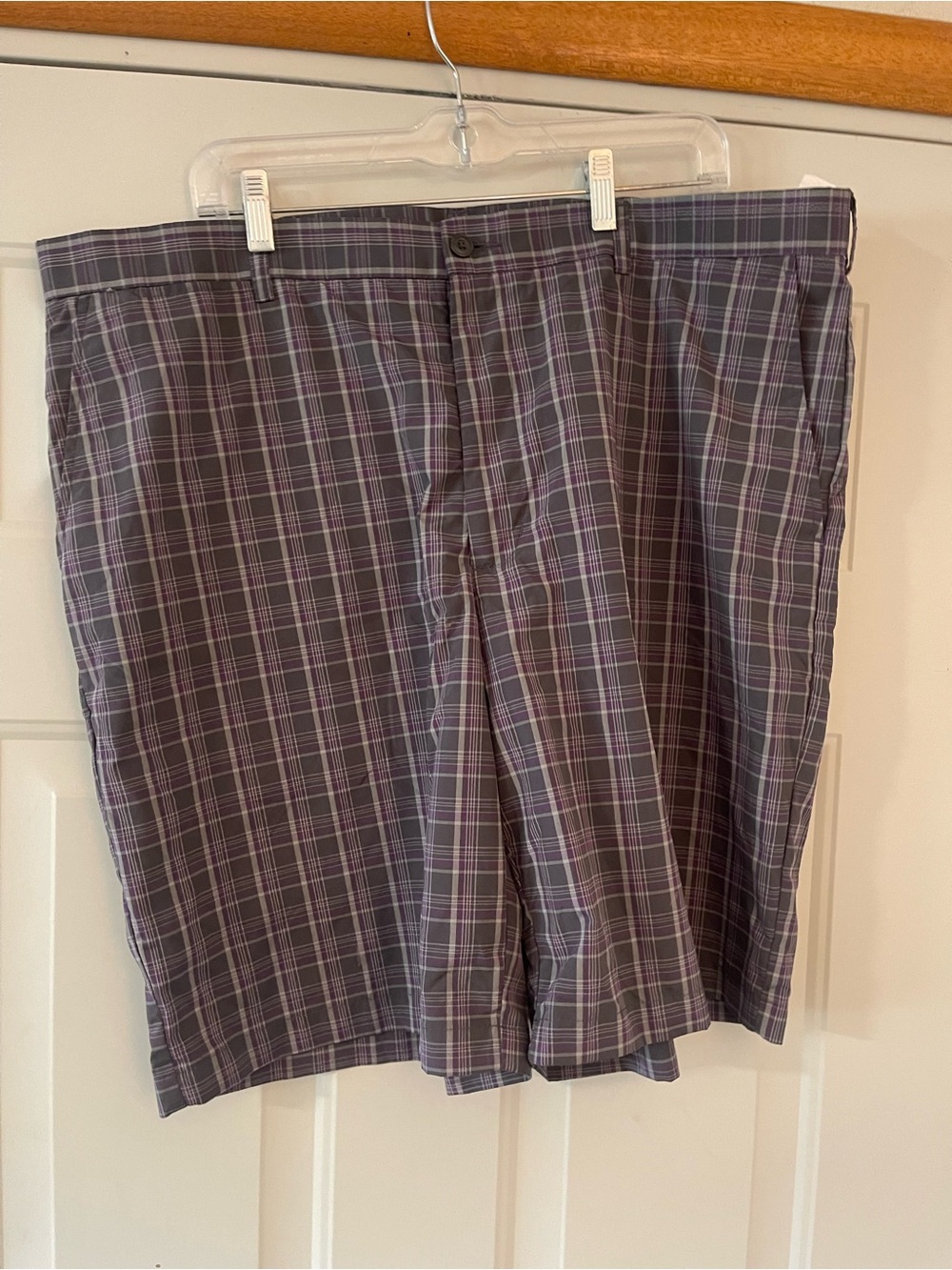 Ben Hogan golf shorts men's 40 Purple plaid lightweight Dri-Fit microfiber
